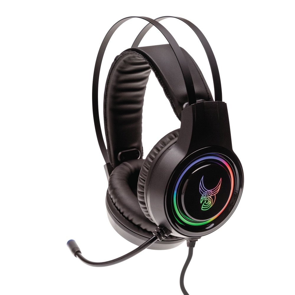 L33T Over-Ear Gaming-Kopfhörer Kabelgebunden mit Mikrofon und RGB-Beleuchtung schwarz