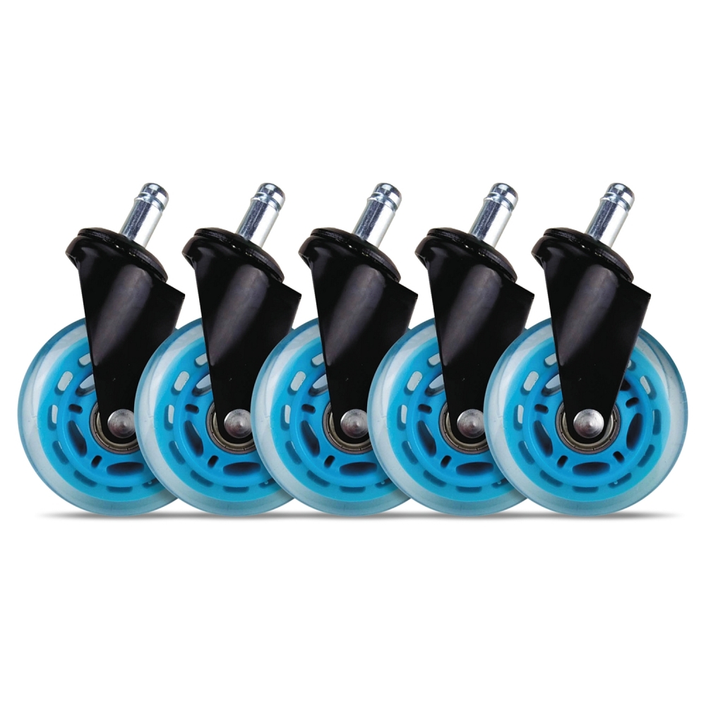 L33T Universal Gummi-Räder blau für Gaming-Stuhl, 3 Zoll, 5 Stück