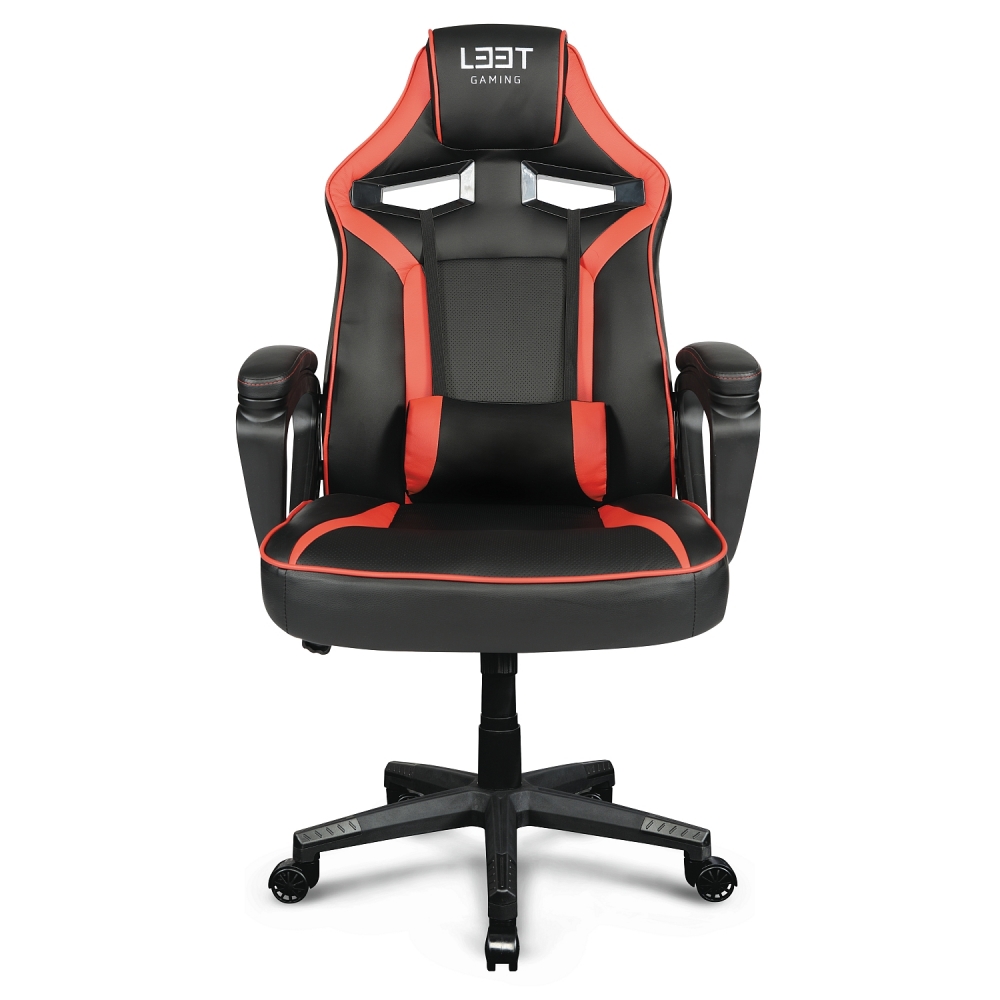 L33T Extreme Gaming Chair Höhenverstellbar,  Lendenkissen, schwarz/rot