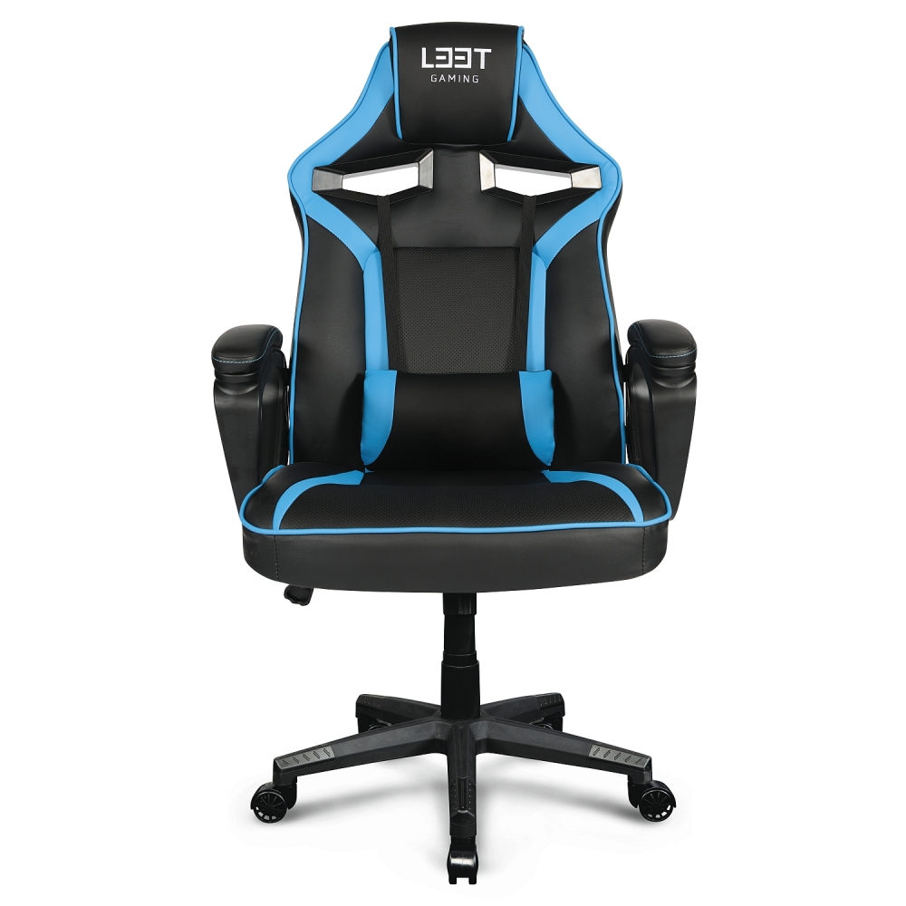 L33T Extreme Gaming Chair Höhenverstellbar,  Lendenkissen, schwarz/blau